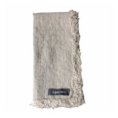AquaVireo Fringed Linen Napkins / Pack of 4 / 47x47cm / Natural
