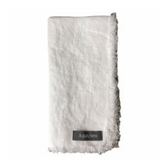 AquaVireo Fringed Linen Napkins / Pack of 4 / 47x47cm / White