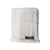 AquaVireo Fringed Coarse Linen Placemats / Pack of 4 / White