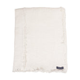 AquaVireo Fringed Linen Tablecloth / White