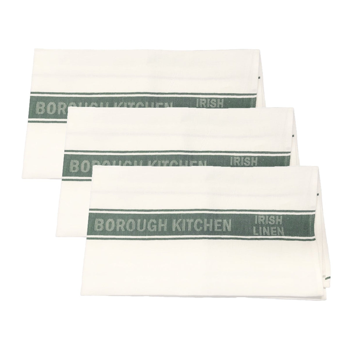 Borough Kitchen Irish Linen Tea Towel / Pack of 3 / Green