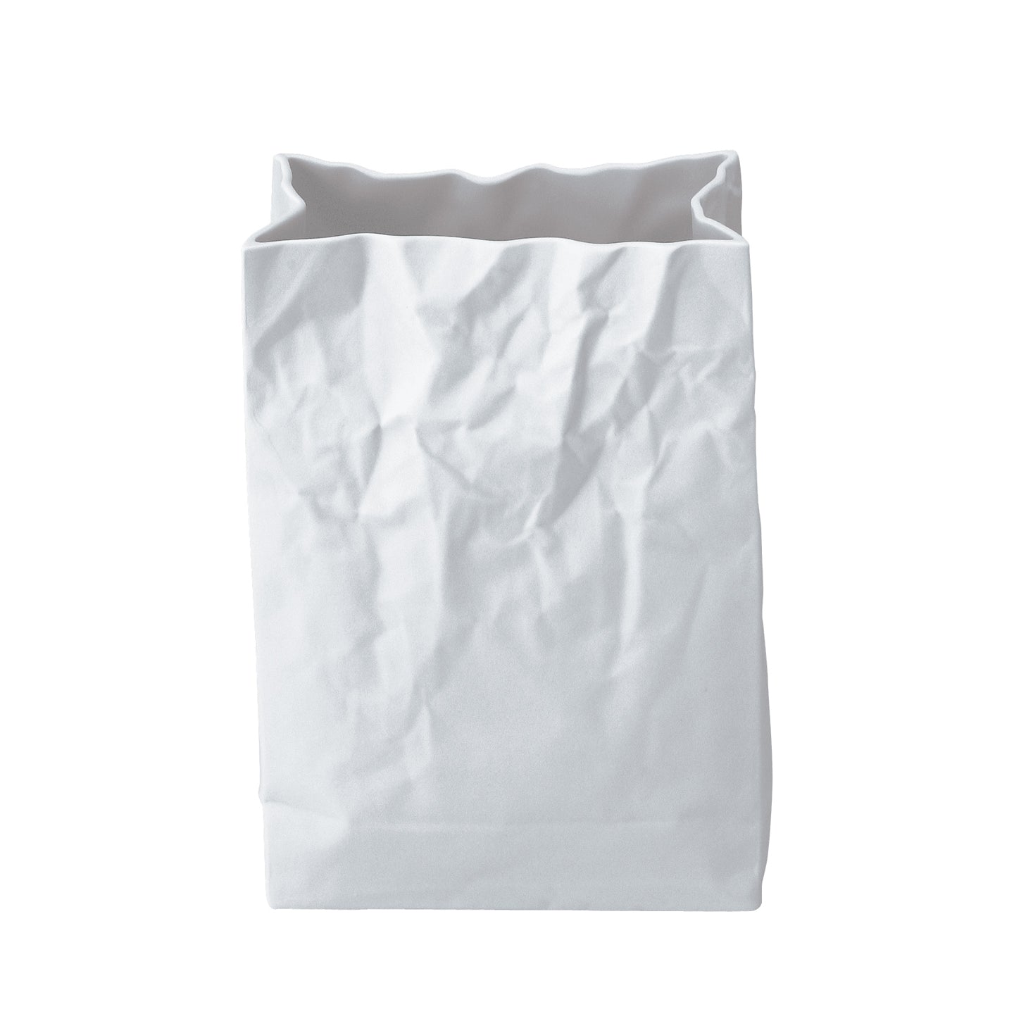 Ceramic Japan Porcelain Crinkle Superbag Vase / White