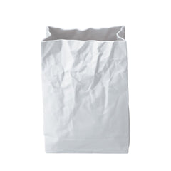Ceramic Japan Porcelain Crinkle Superbag Vase / White