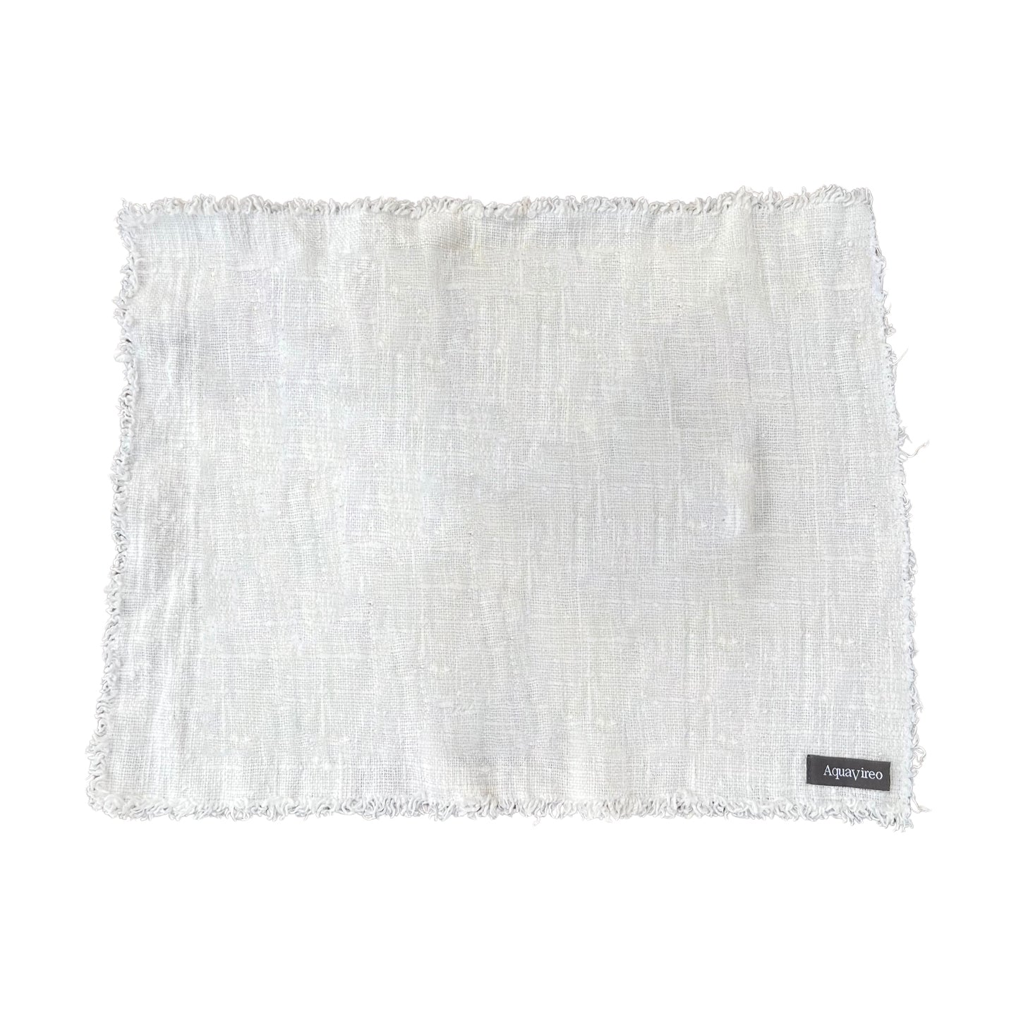 AquaVireo Fringed Coarse Linen Placemats / Pack of 4 / White