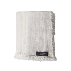 AquaVireo Fringed Coarse Linen Placemats / Pack of 4 / White