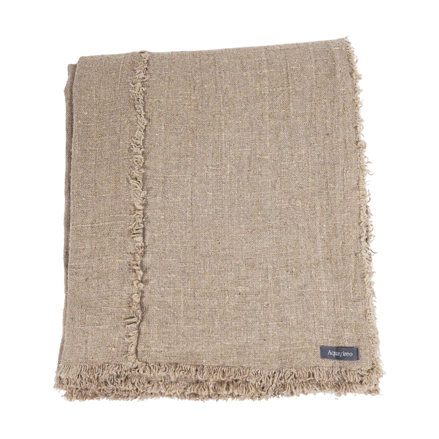 AquaVireo Fringed Linen Tablecloth / Natural
